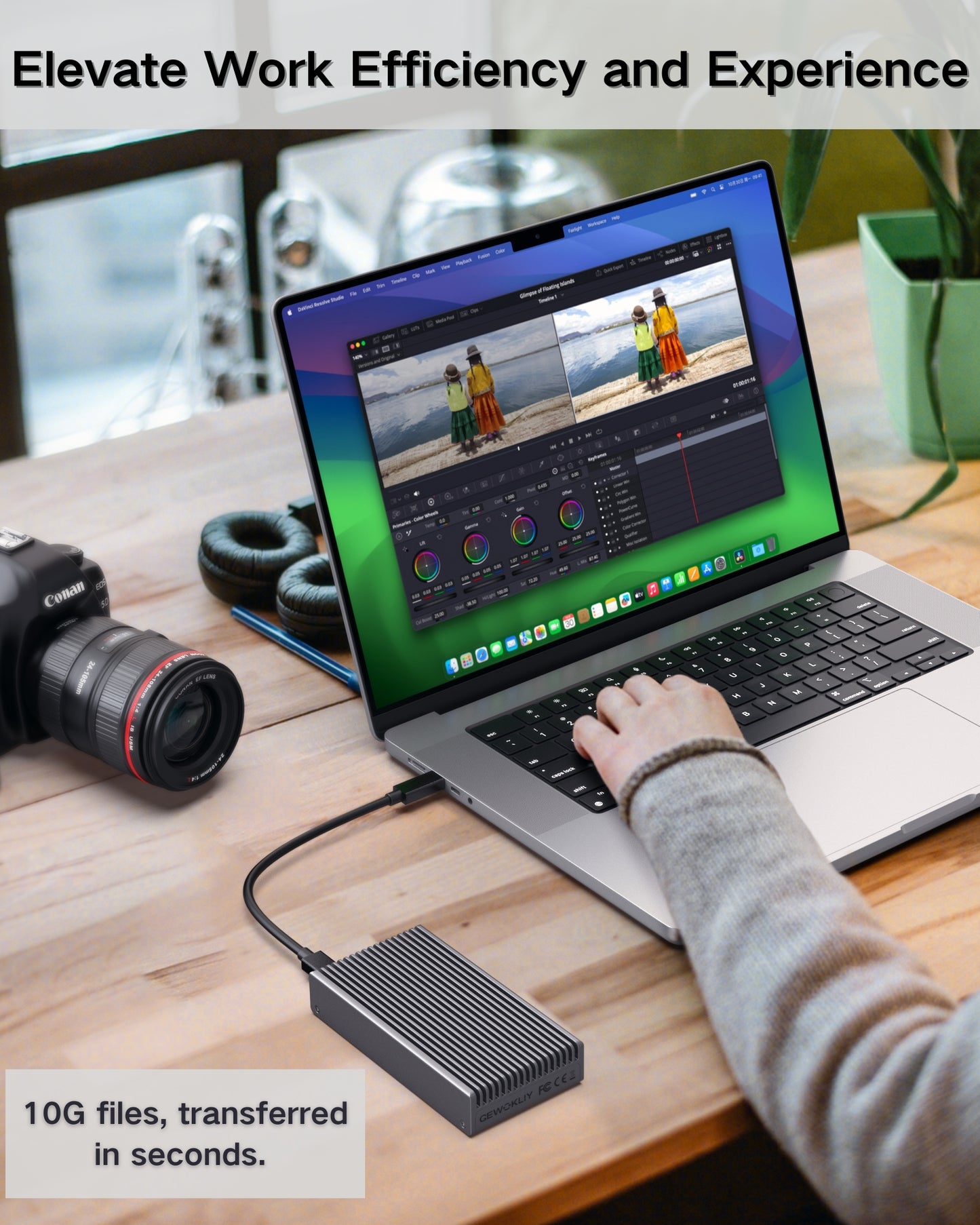 Gewokliy Fanless USB4 40Gbps M.2 NVMe Enclosure Compatible with Thunderbolt4/5(Gray)