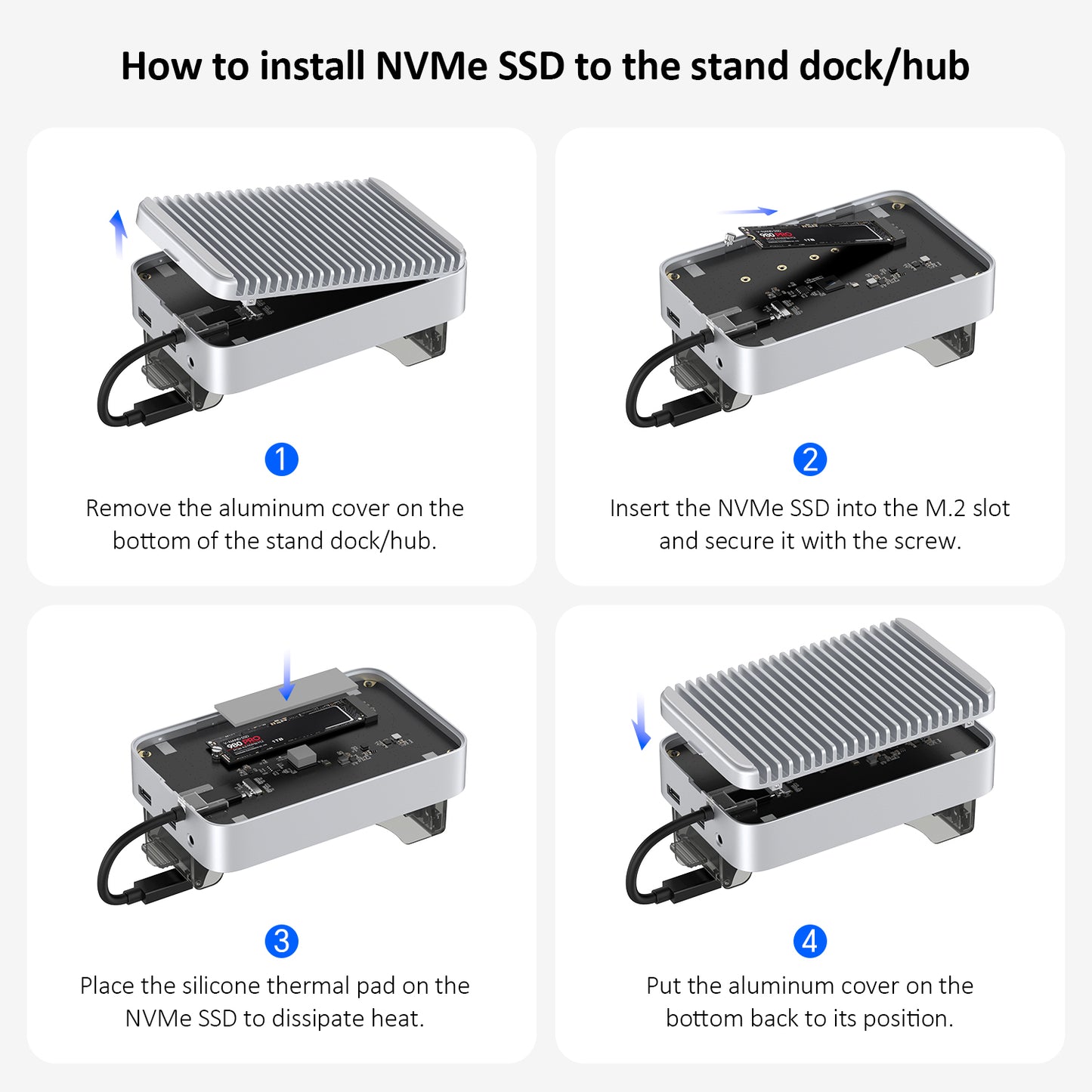 Gewokliy Vertical Mac Mini M4 2024 Dock Stand, 40Gbps USB4 M.2 NVMe SSD Enclosure, Compatible withThunderbolt 4/5, 10Gbps USB Docking Station with SD4.0 Card Reader