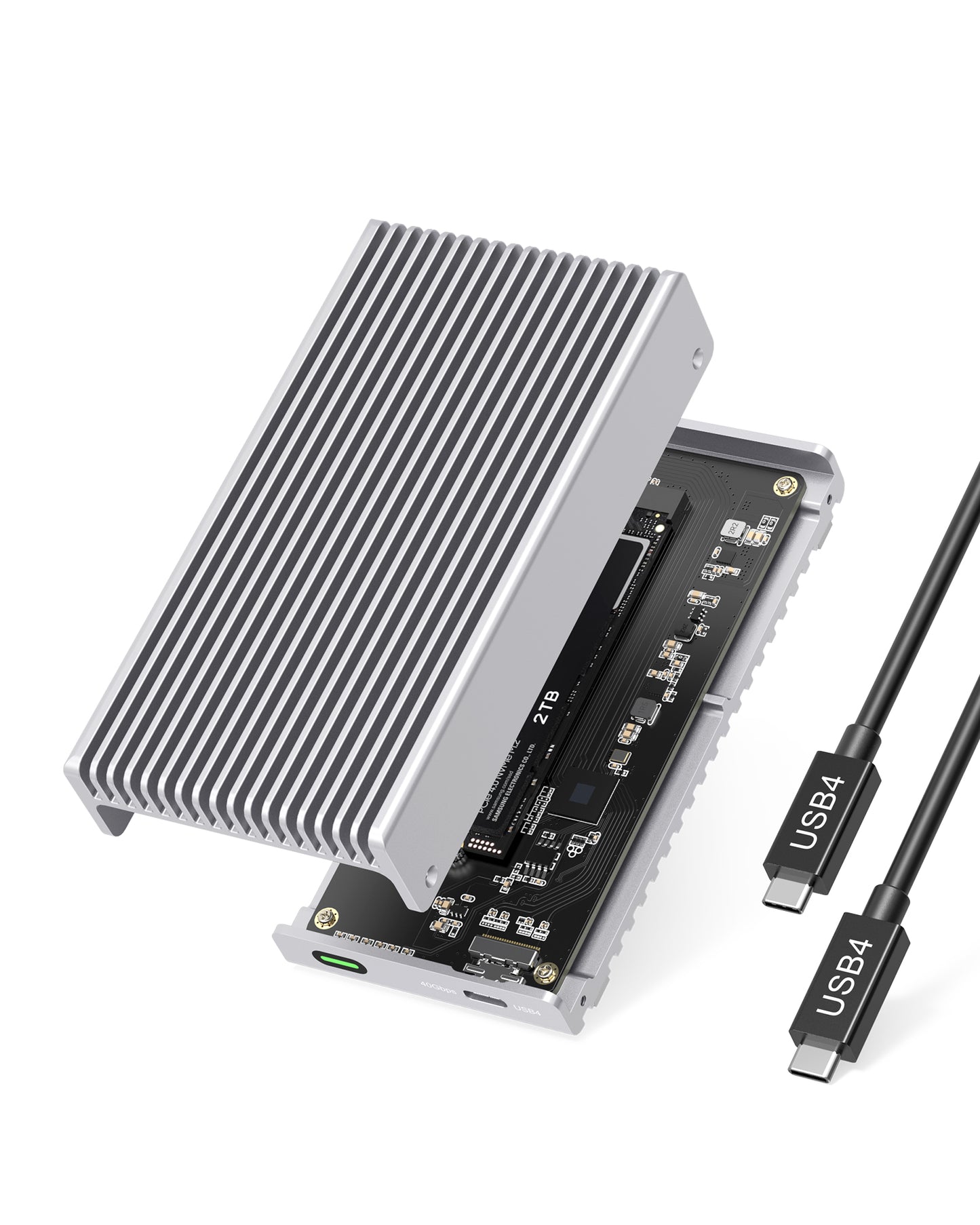 Gewokliy Fanless USB4 40Gbps M.2 NVMe Enclosure Compatible with Thunderbolt4/5(Silver))