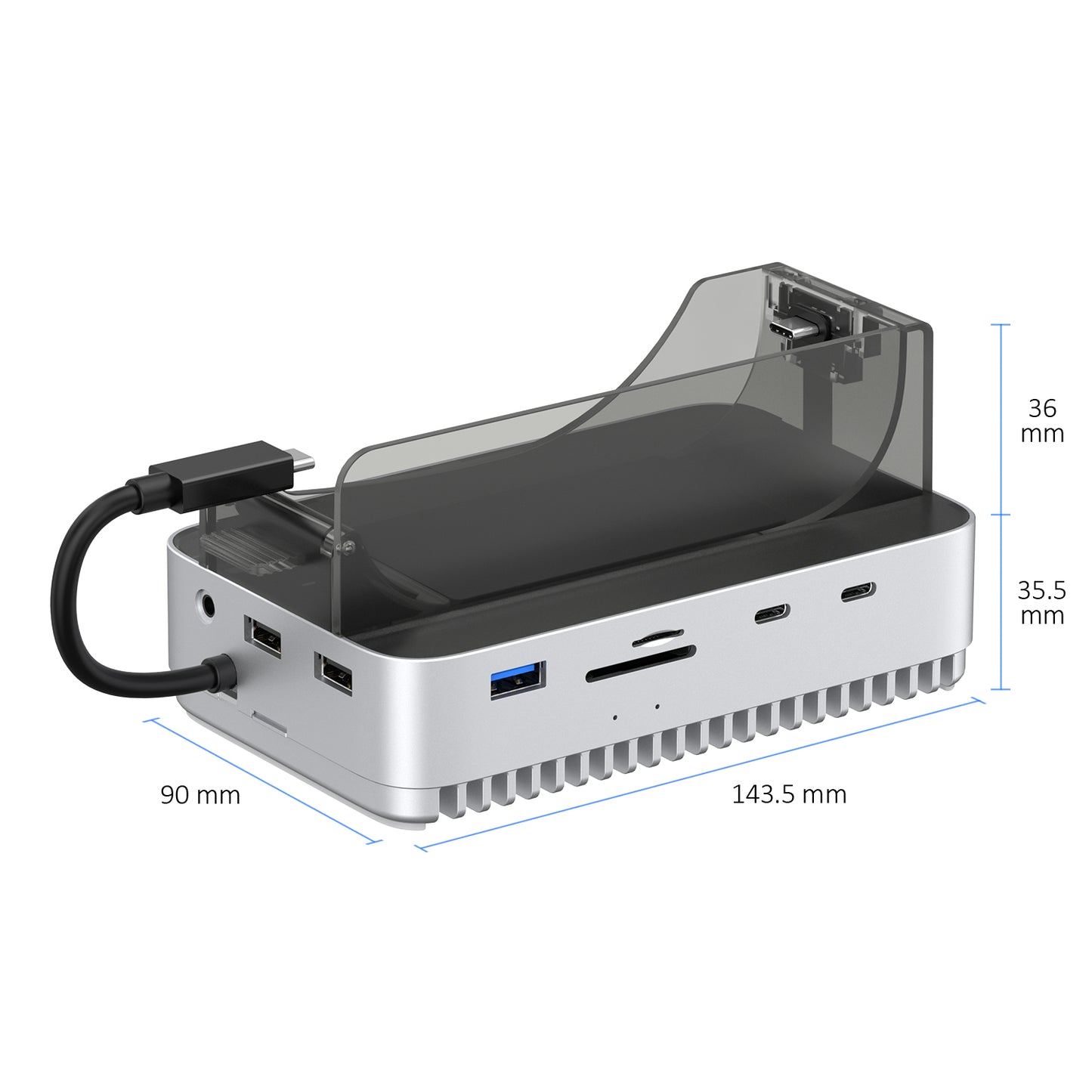Gewokliy Vertical Mac Mini M4 2024 Dock Stand, 40Gbps USB4 M.2 NVMe SSD Enclosure, Compatible withThunderbolt 4/5, 10Gbps USB Docking Station with SD4.0 Card Reader