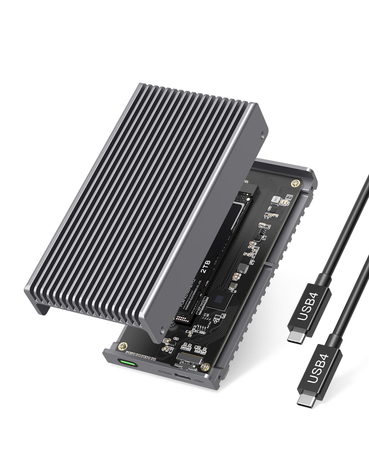 Gewokliy Fanless USB4 40Gbps M.2 NVMe Enclosure Compatible with Thunderbolt4/5(Gray)