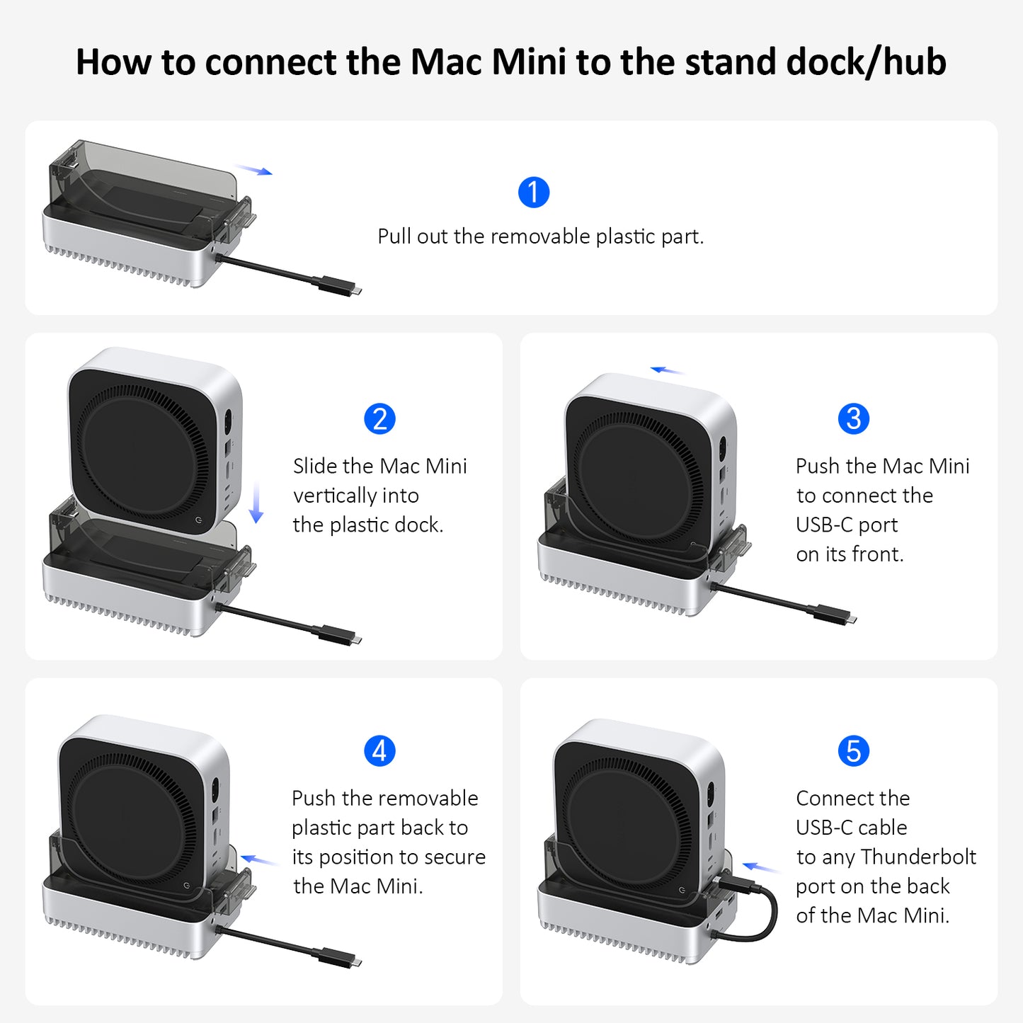 Gewokliy Vertical Mac Mini M4 2024 Dock Stand, 40Gbps USB4 M.2 NVMe SSD Enclosure, Compatible withThunderbolt 4/5, 10Gbps USB Docking Station with SD4.0 Card Reader