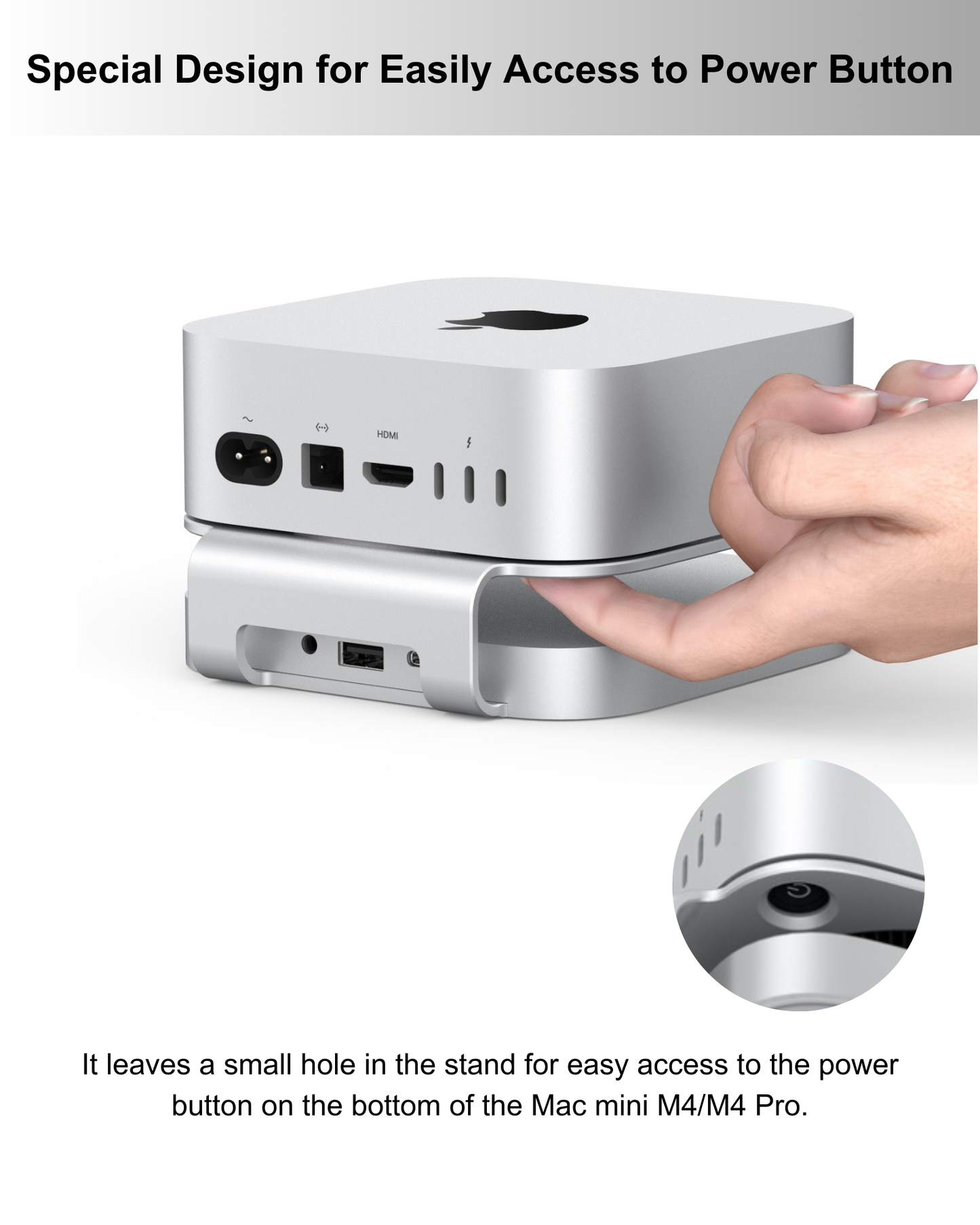 Gewokliy 40Gbps Aluminum Mac Mini M4 2024 Dock & Stand with USB4 M.2 NVMe SSD Enclosure(Silver)