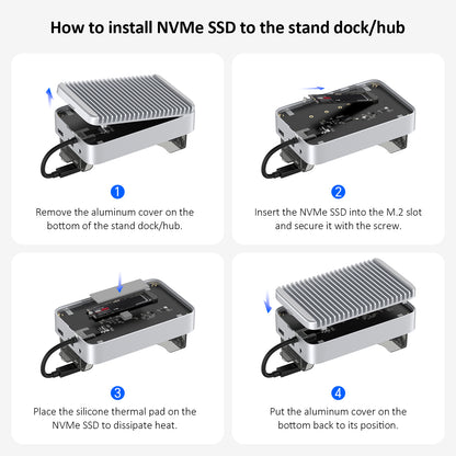 Gewokliy Vertical Mac Mini M4 2024 Dock Stand, 40Gbps USB4 M.2 NVMe SSD Enclosure,  Compatible withThunderbolt 4/5, 10Gbps USB Docking Station with SD4.0 Card Reader