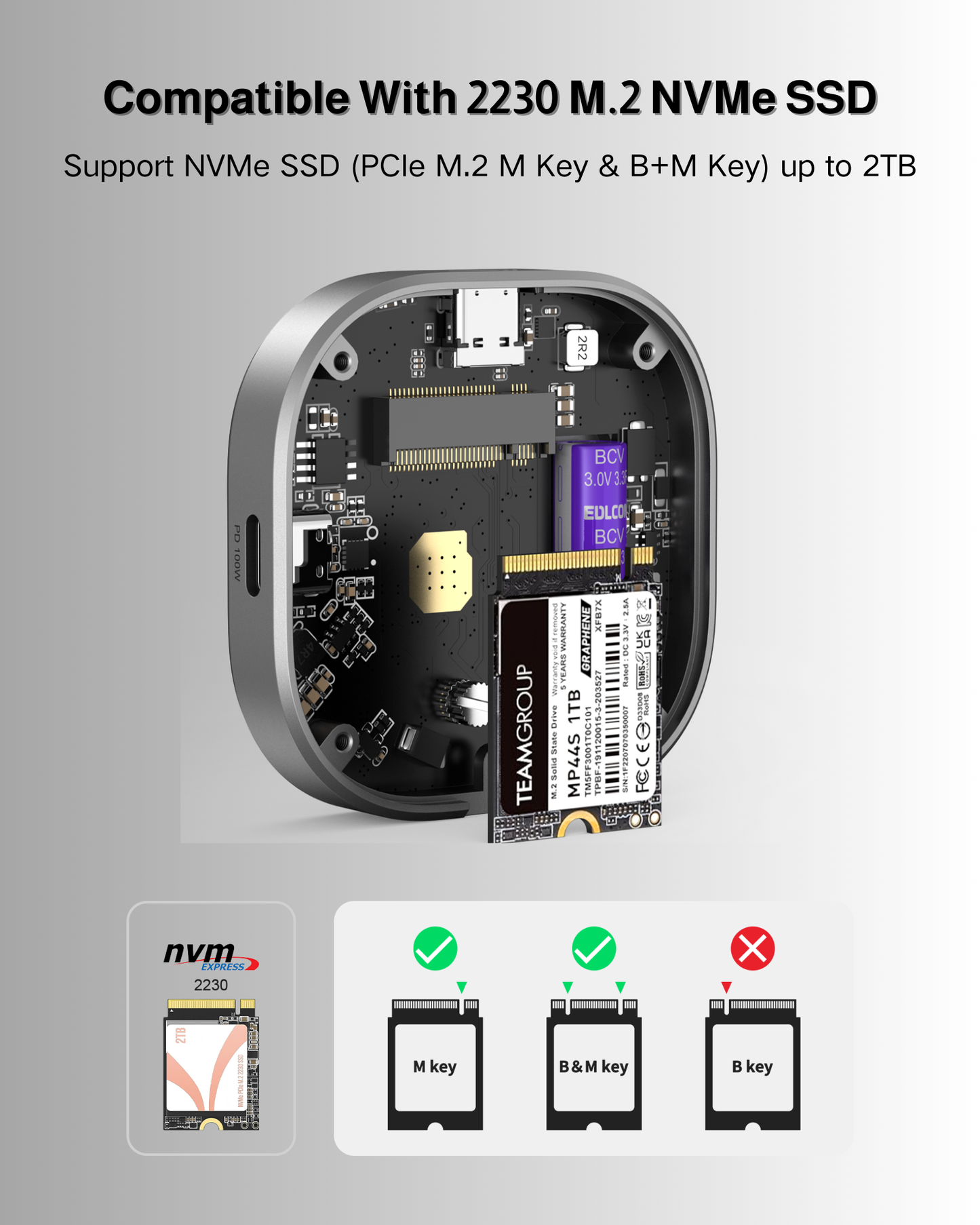 Magnetic M.2 2230 NVMe SSD Enclosure