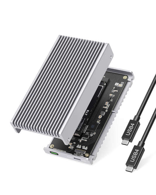 Gewokliy Fanless USB4 40Gbps M.2 NVMe Enclosure Compatible with Thunderbolt4/5(Silver))