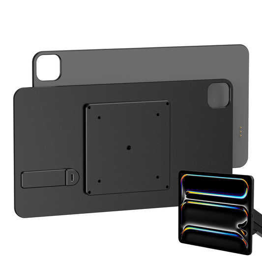Magnetic Wireless Charging Panel， Aluminum Alloy Adjustable VESA for iPad Pro 13" M4/M5 (2024/2025) ，75/100mm & 17mm Ball Head Compatible (Arm Not Included)