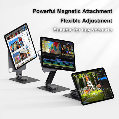 iPad Pro 11" M4/M5 Magnetic Charging Dock, 360° Rotating Aluminum Stand