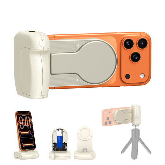 Gewokliy Magnetic Phone Camera Grip with M.2 NVMe SSD Enclosure, Pro Photography Handle with Extended Energy Support, Type-C & Tripod Mount, Compatible with iPhone 15/16/17 Pro & Pro Max