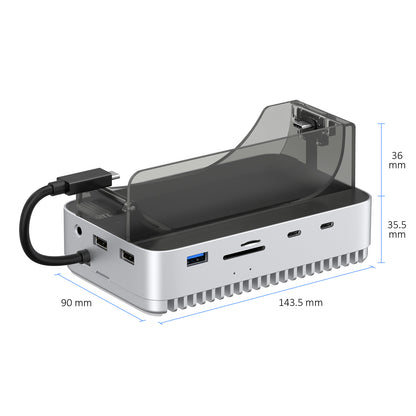 Gewokliy Vertical Mac Mini M4 2024 Dock Stand, 40Gbps USB4 M.2 NVMe SSD Enclosure,  Compatible withThunderbolt 4/5, 10Gbps USB Docking Station with SD4.0 Card Reader