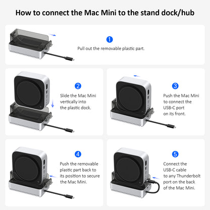 Gewokliy Vertical Mac Mini M4 2024 Dock Stand, 40Gbps USB4 M.2 NVMe SSD Enclosure,  Compatible withThunderbolt 4/5, 10Gbps USB Docking Station with SD4.0 Card Reader