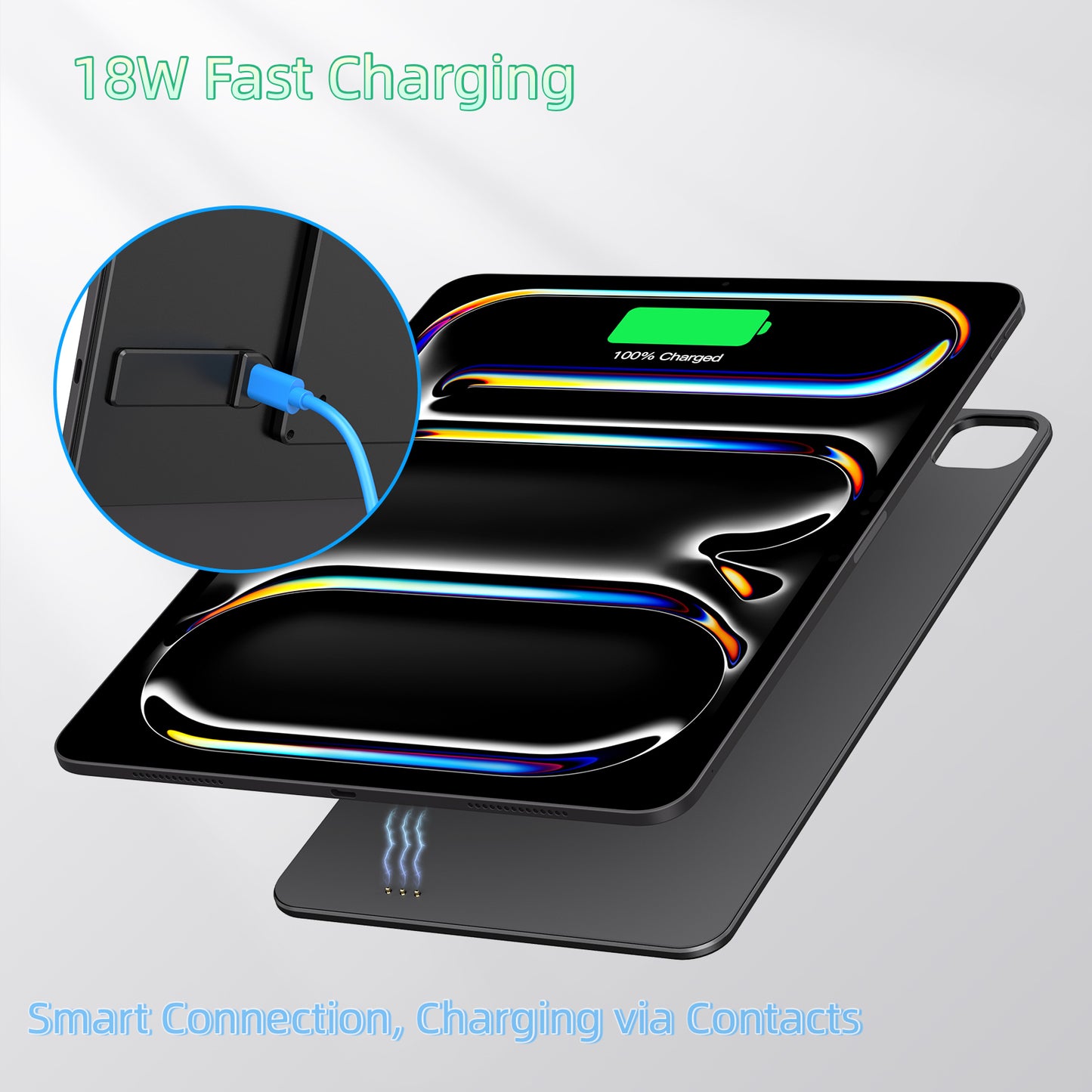 Magnetic Wireless Charging Panel， Aluminum Alloy Adjustable VESA for iPad Pro 13" M4/M5 (2024/2025) ，75/100mm & 17mm Ball Head Compatible (Arm Not Included)