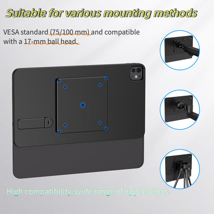 Magnetic Wireless Charging Panel， Aluminum Alloy Adjustable VESA for iPad Pro 13" M4/M5 (2024/2025) ，75/100mm & 17mm Ball Head Compatible (Arm Not Included)