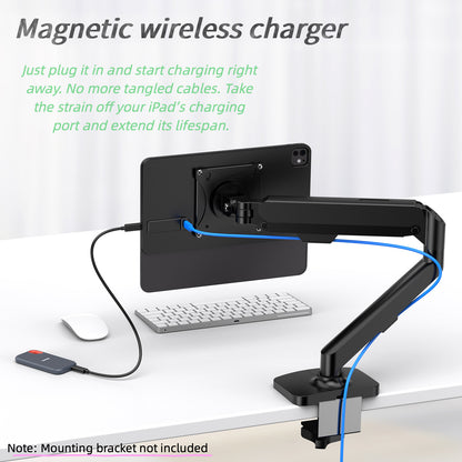 Magnetic Wireless Charging Panel， Aluminum Alloy Adjustable VESA for iPad Pro 13" M4/M5 (2024/2025) ，75/100mm & 17mm Ball Head Compatible (Arm Not Included)